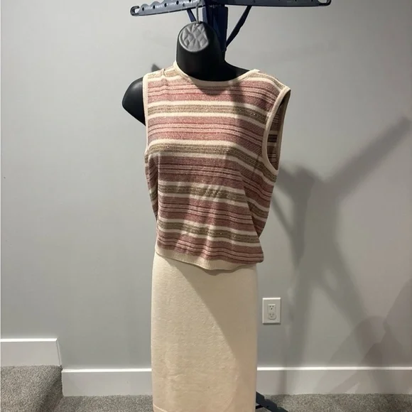 Vintage St. John sport stripped 3 piece skirt outfit skirt size 8 and top size s